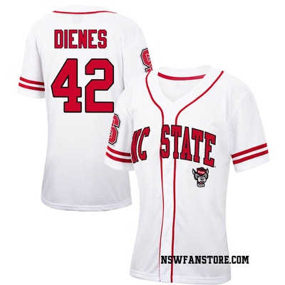 Women's Jacob Dienes NC State Wolfpack Replica Colosseum /Red Free Spirited Baseball Jersey - White